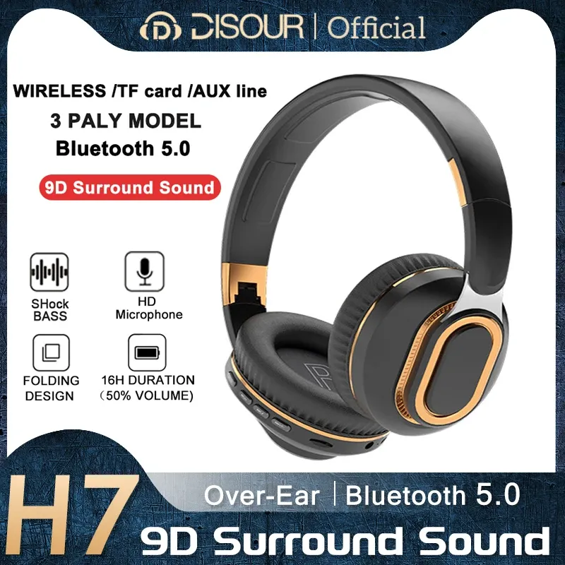 Casque H7 casque sans fil Bluetooth écouteurs basses profondes casque Hifi son pliable sur l'oreille casque avec micro pour mélomane Sport