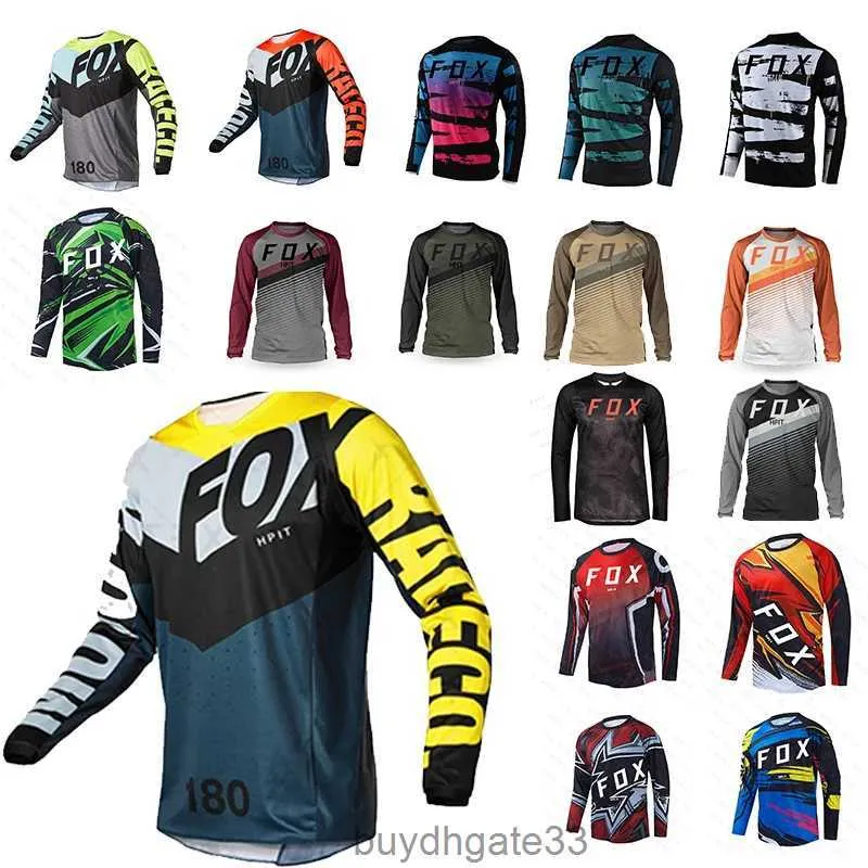 N5YK Herren T-Shirts Enduro MTB Radfahren Ärmeltrikot Downhill Shirt Camiseta Motocross T-Shirt Mx Mountainbike Kleidung Hpit Fox