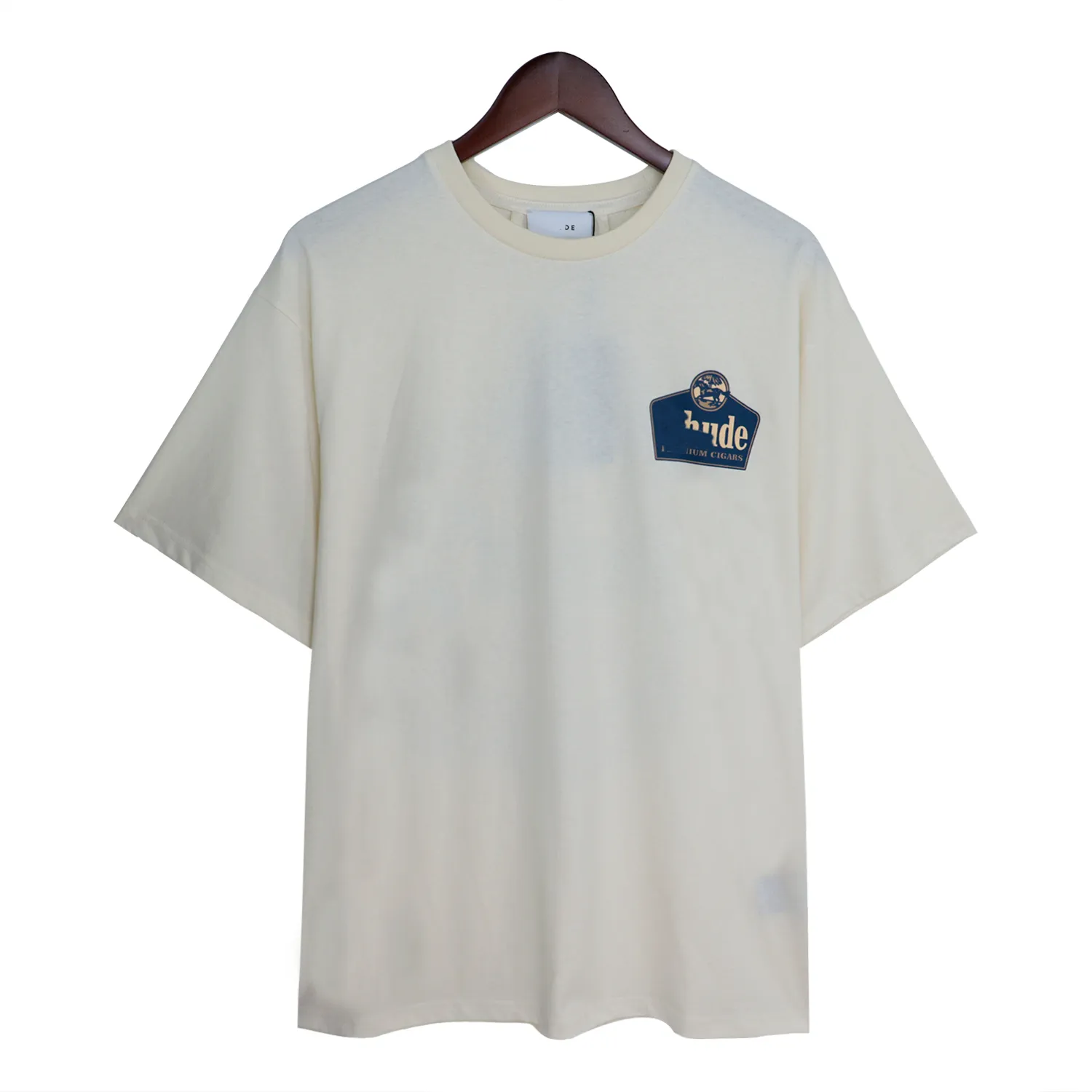 футболка мужская графическая футболка rhude рубашка бежевая дизайнерская рубашка мужская с монограммным принтом для мужчин и женщин со свободными повседневными короткими рукавами
