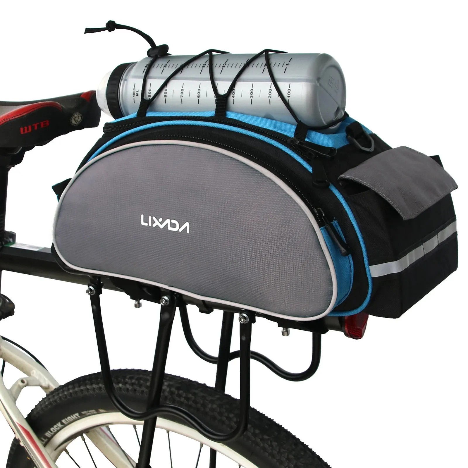 13LMultifunctional Bicycle Rear Seat Bag Outdoor Cycling Bike Rack Seat Bag Rear Trunk Pannier Backseat Bag Handbag Shoulder Bag 240219