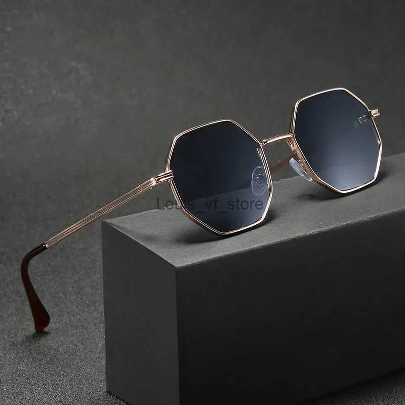 Sunglasses Higodoy Polygon Sunglasses Men Vintage Octagon Metal Sunglasses for Women Luxury Brand Goggle Sun Glasses Ladies Gafas De Sol H24223