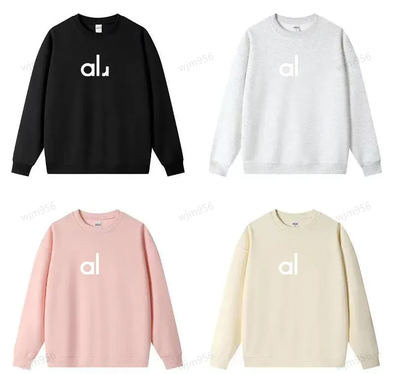 AL-2024 Abbigliamento da yoga per donna Felpe perfettamente oversize Maglione sciolto a maniche lunghe Crop Top Allenamento fitness Girocollo Camicetta Palestra