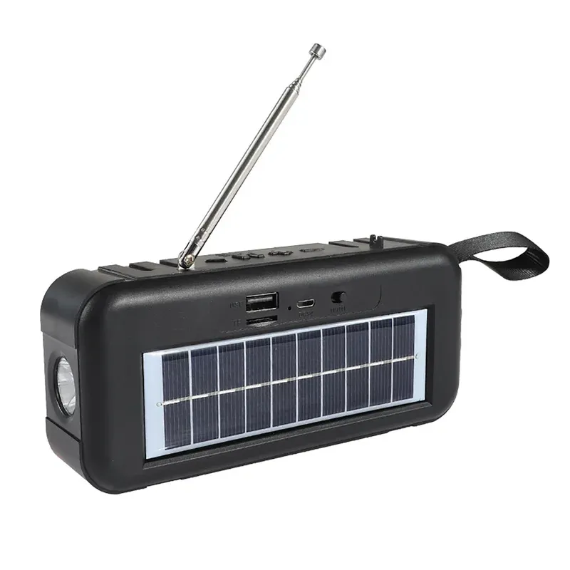 Alto-falantes de alta sensibilidade rádio de emergência usb/tf/aux/fm sem fio bluetooth alto-falante carga por energia solar flash luz rádio portátil