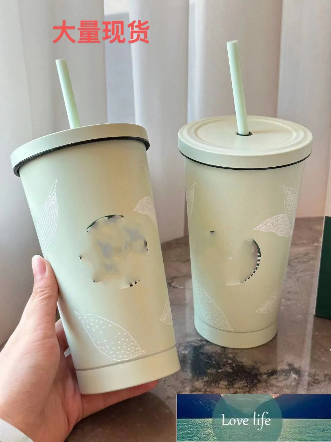 Designer Mint Green Vacuum Cup ten sam szklany stal nierdzewna kubki słomki