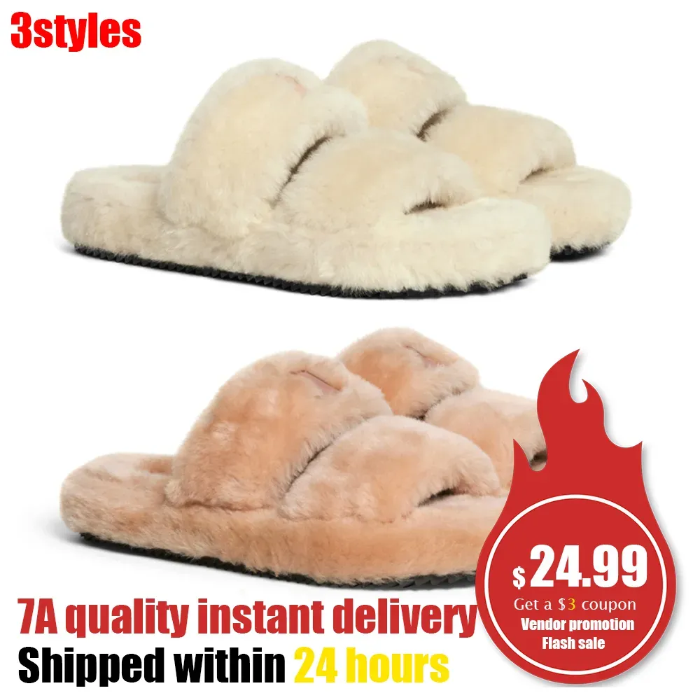 2023 New triumph teddy bear fluffy sandale Slide Designer Shoe woman feather Winter fur Slipper platform sandal Casual wool tazz men Slippers house fuzzy flat slides