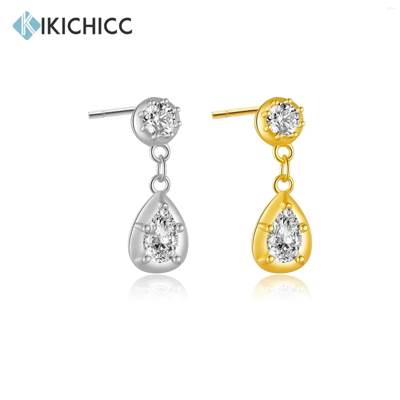 Studörhängen Kikichicc 925 Sterling Silver Gold Pear CZ Drop Earring Women Dangle Charm Luxury Fine SMEE sach 2024 Piercing