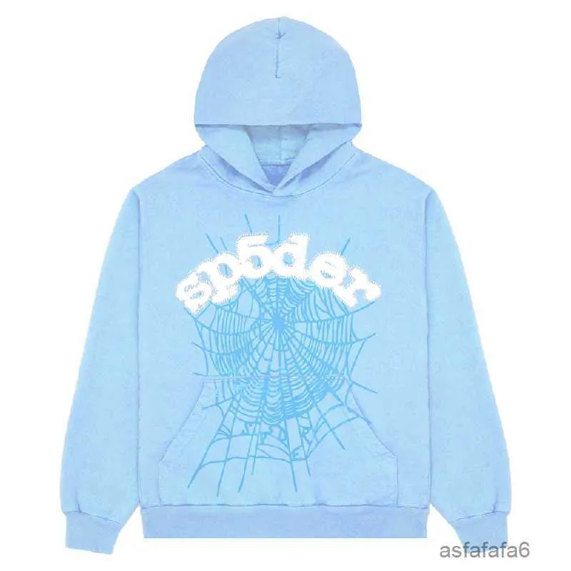 Mens Hoodies Sweatshirts Sky Blue SP5der 555555 Hoodie Men Kvinnor Högkvalitativt ängelnummer Puff PAGRITY GRAFIC SPIDER WEB UFYP MTKB