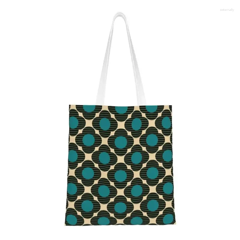 أكياس التسوق قابلة لإعادة الاستخدام Orla Kiely Flower Stem Bag Women Canvas Counder Tote القابلة للغسل للبقالة الأزهار الأزهار المتسوق