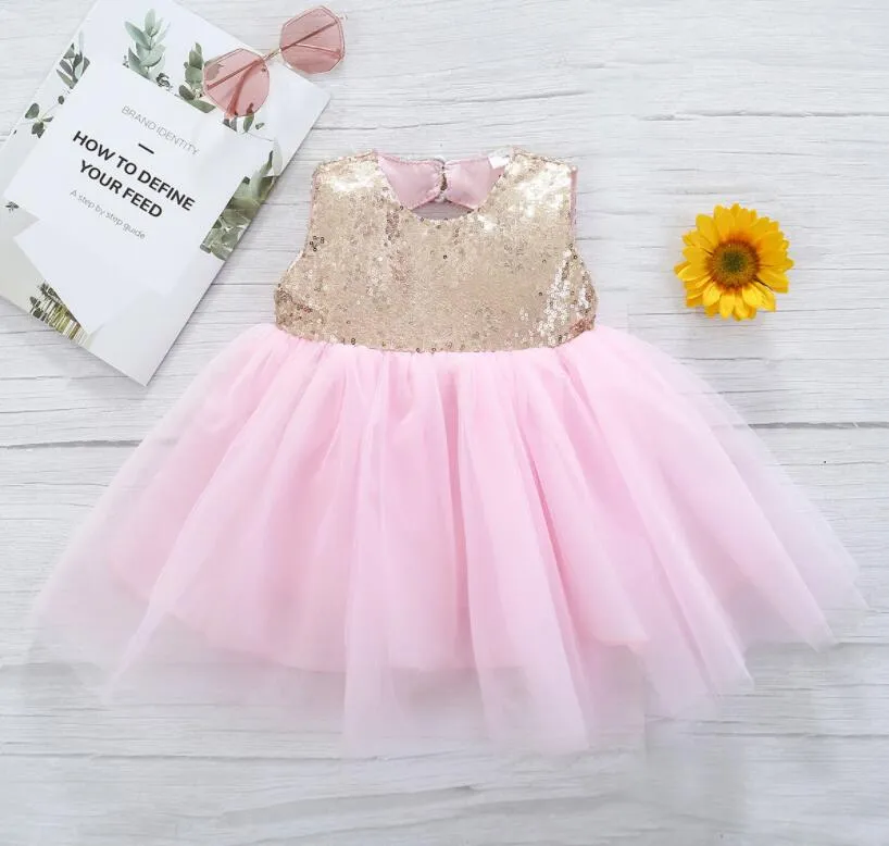 Vestido tutu de lantejoulas de Natal para meninas, sem mangas, vestidos infantis de princesa para aniversário