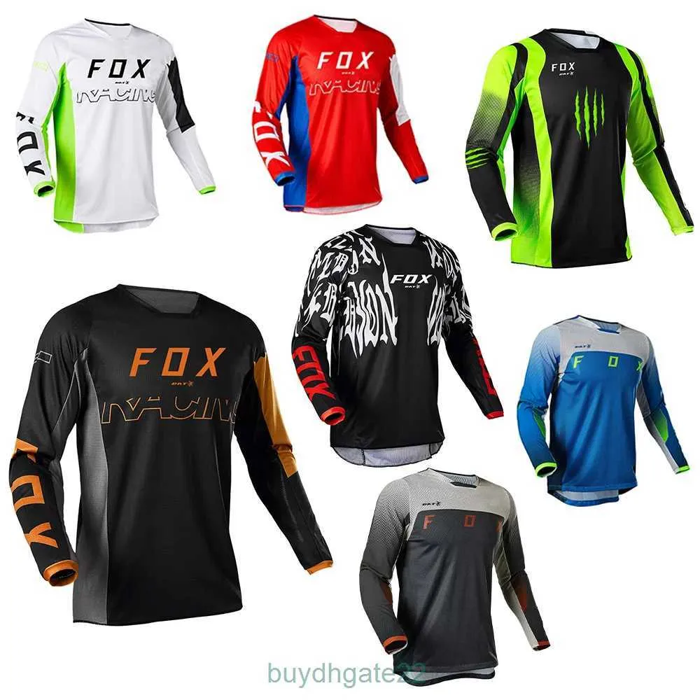 Herren-T-Shirts Herren Bat Fox Downhill-Trikot Langarm Radfahren Motocross Motorrad Fahrrad-T-Shirt Schnelltrocknende Camiseta MTB-Bekleidung WMLO