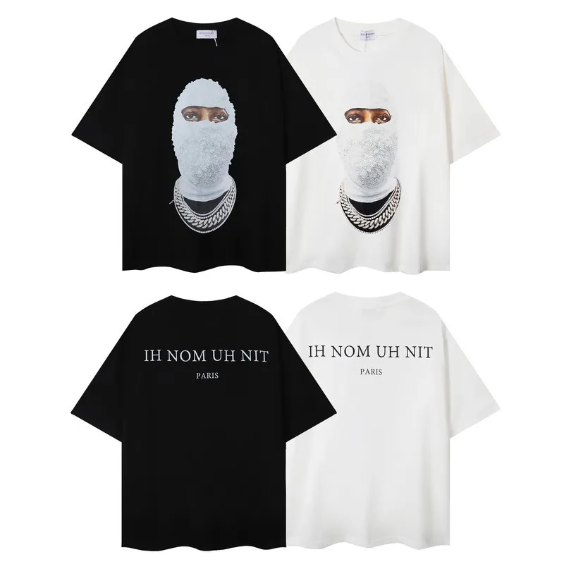 Men's T-Shirts 2024 SS Tide Brand Designer Mens T-Shirts IH NOM UH NIT Letter Masked Men Printed Casual Short Slve Men Women 100% Cotton Loose Comfortable T Shirt Size S-XL