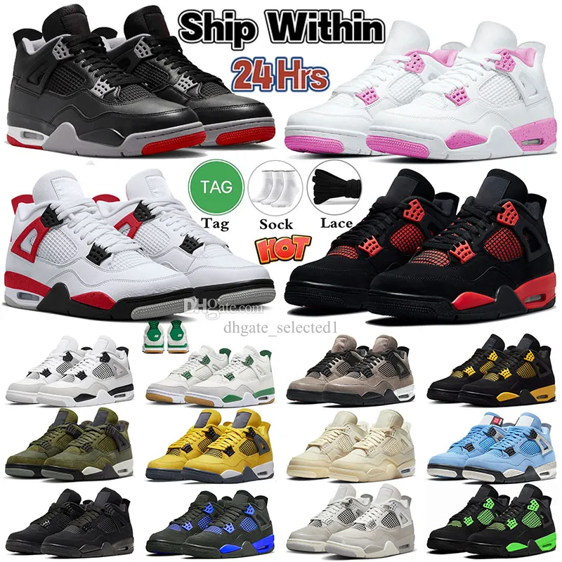 4s Black Cat basketbalschoenen TS x Jumpman 4 sneakers J4 Pine Green Pink Thunder Bred Reimagined Red Cement University Blue Sports Trainers Heren Dames Sneakers Maat 43