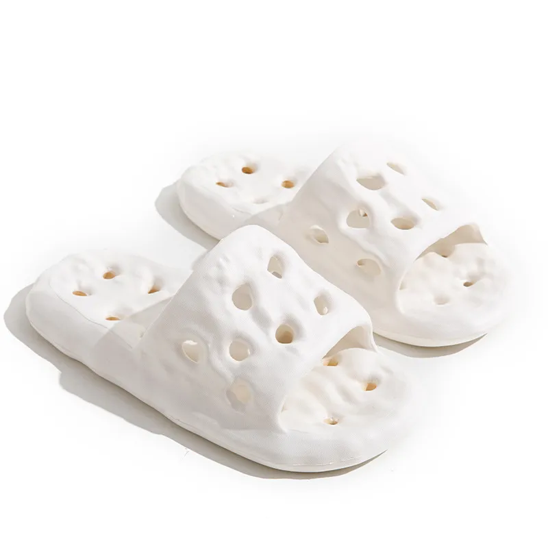 Holes Flats Slippers For Mens Womens Rubber Sandals summer beach bath pool shoes white