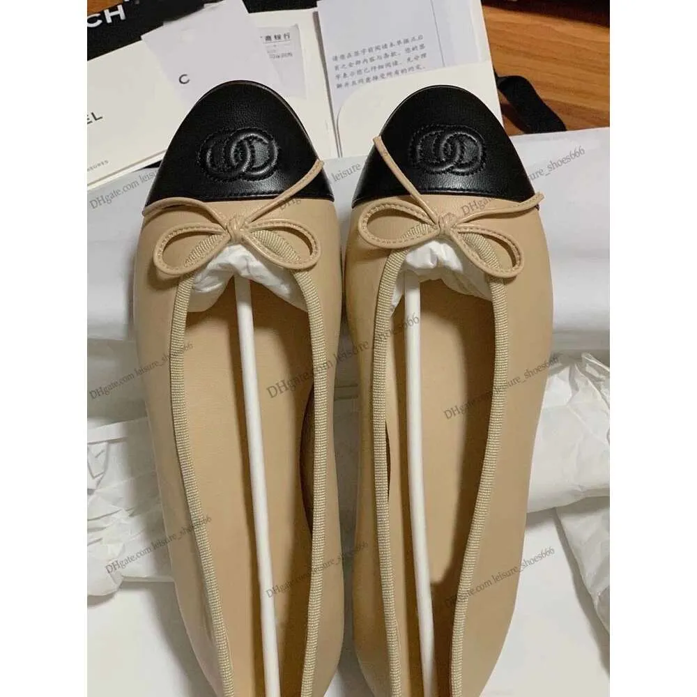 Designer schoenen Ballet Flats Slingbacks Paris Brand Back Womens Spring gewatteerde lederen slide-on ballet bow flats dames Leren luxe ronde neus damesschoenen