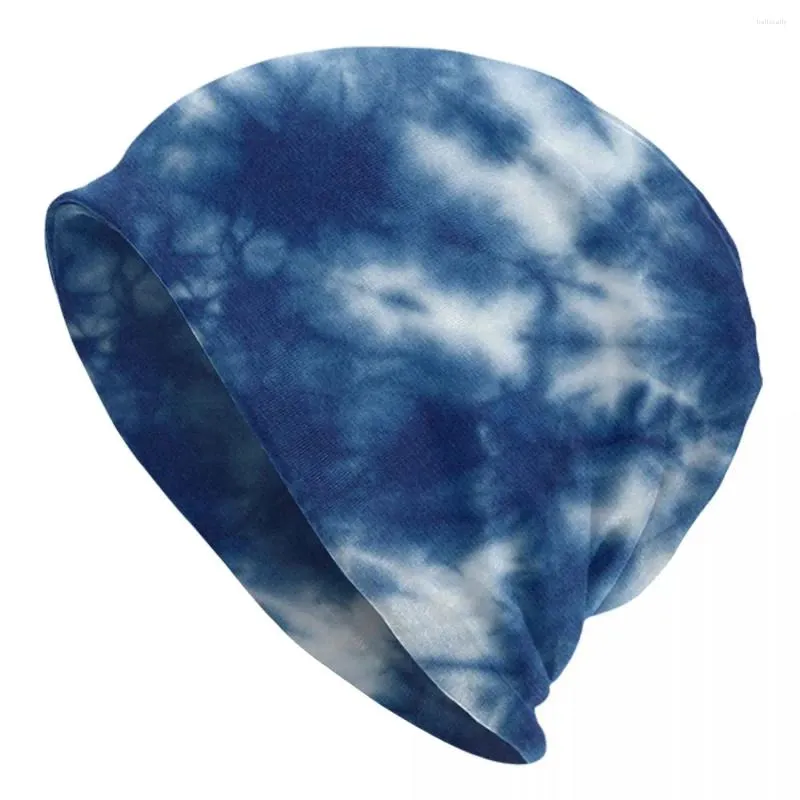 Berets Indigo Blue Shibori Tie Dye Patterned Bonnet Hats Winter Outdoor Skullies Beanies For Men Women Knit Hat Head Wrap Cap