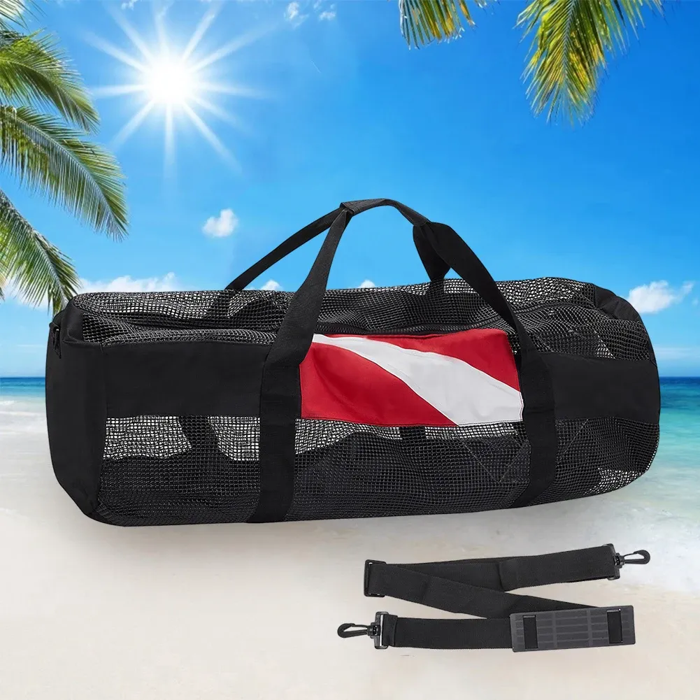 Sacs de plage de plongée Extra larges, fourre-tout Portable en maille avec bandoulière réglable, organisateur d'équipement de plongée en apnée