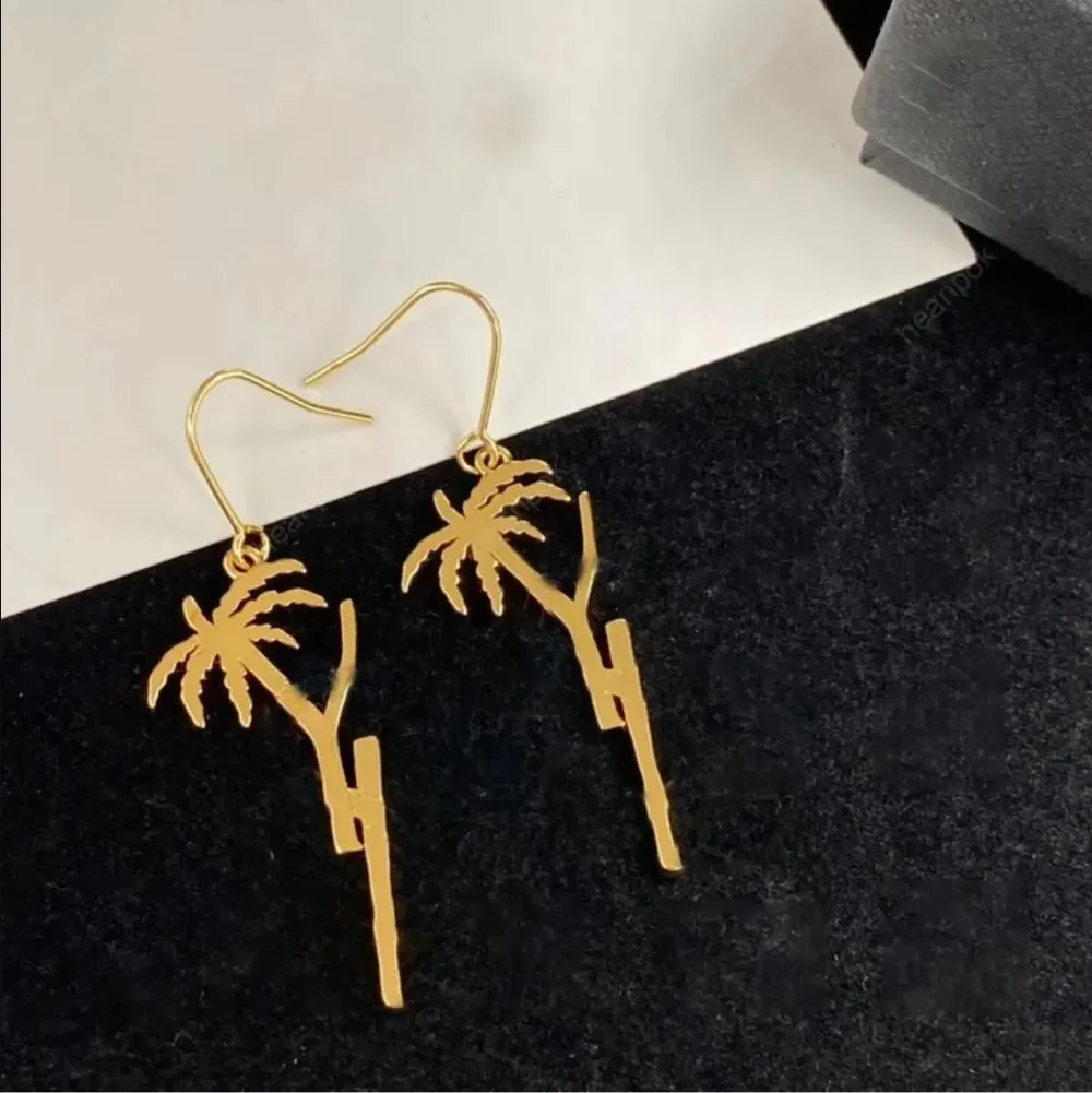 2024 Luxury Women Studörhängen Designer Jewelry Palm Tree Dangle Pendant 925 Silver Earring Y Party Studs Gold Hoops Engagement for Giftq3