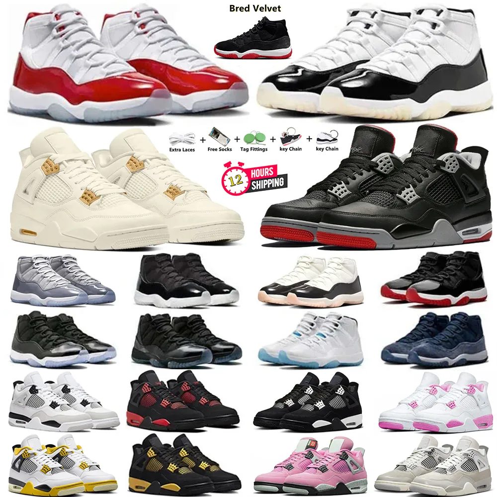 Jumpman 4 11 Buty do koszykówki Black Cat 4s wyhodowany ponownie metalowy złoty żagiel czerwony biały grzmot 11