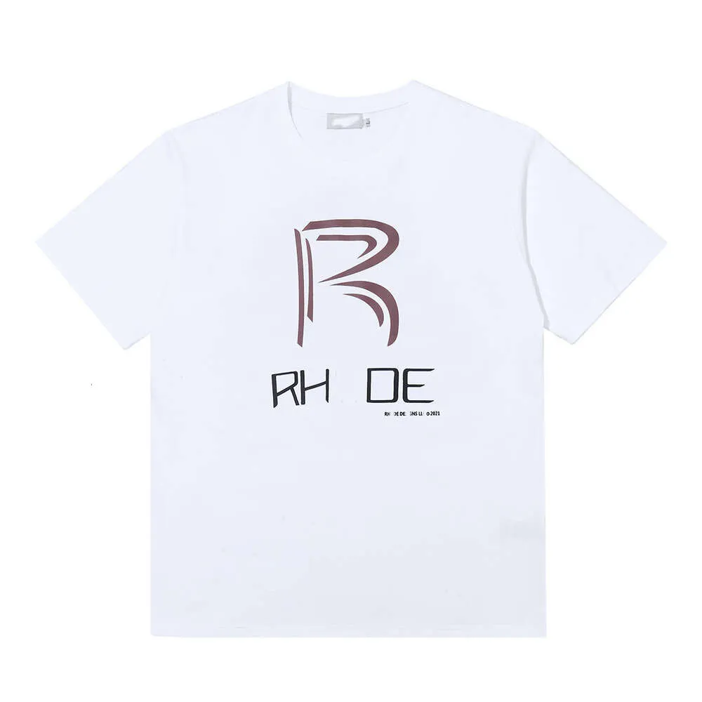 Designer de luxo primavera e verão Rhode Classic Trend Fashion High Street Flag monograma impressão para homens e mulheres juventude solta gola redonda manga curta T-shirt
