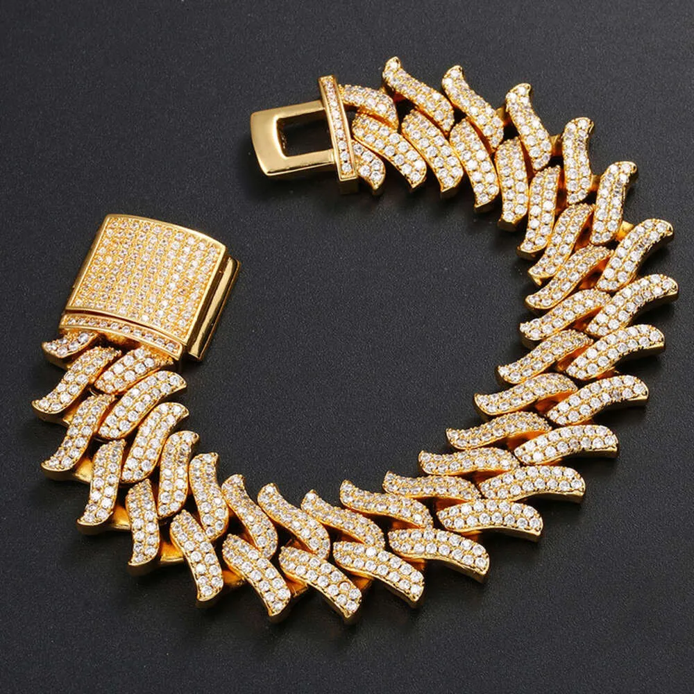 Fine Jewelry 925 Sterling Gümüş Küba Bağlantı Zinciri 19.5mm Genişlik Moissanit Kolye% 100 UNISEX için Elmas Testini Geçti