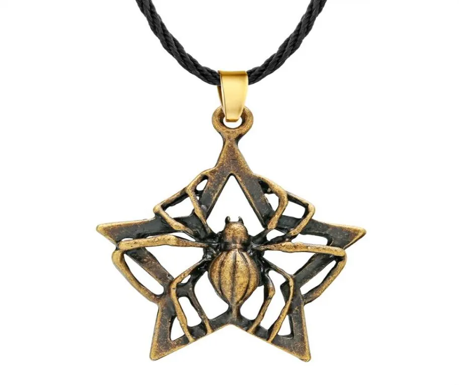 Huilin bijoux Punk Animal insecte araignée collier Antique Bronze Rock Star pendentif collier Viking Cool hommes bijoux cadeau Charm3071174