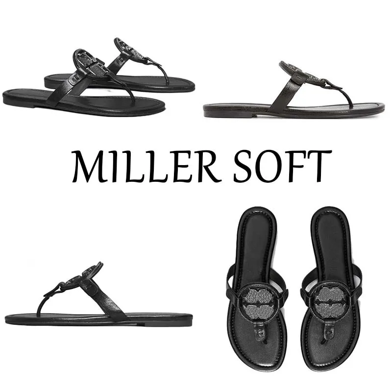 디자이너 Tory Miller 소프트 샌들 여성 유명한 슬리퍼 슬라이드 매력 슬라이더 검은 색 브라운 누드 가죽 플래트 폼 여성 버치 신발 여름 해변 플립 플립 클로그