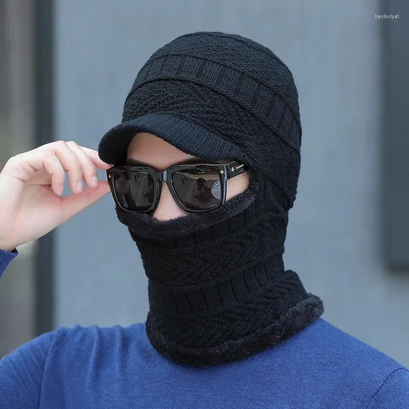 Beralar Örme Şapkalar Erkek ve Kadın Moda Sıcak Peluş Kalınlaşma Sonbahar Şapk Beanies Yün Boyun Eşarp Maskesi Balaclava Gorros