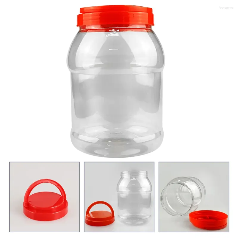 Lagringsflaskor 2 st transparent tankplastbehållare mat canister godis burk kök burkar husdjuret te