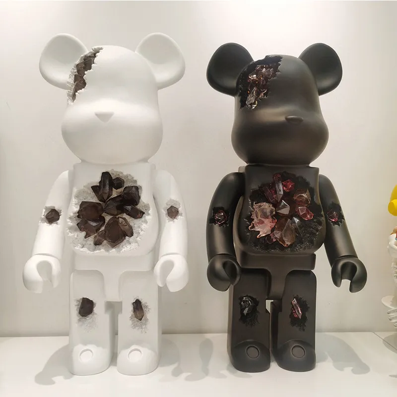Filmspel -Hot Säljer 1000% 70 cm Bearbrick hartskorrosionskristallserien 6 Färger av björnfigurer Toy for Collectors Berbrick DHQVN i trärådan