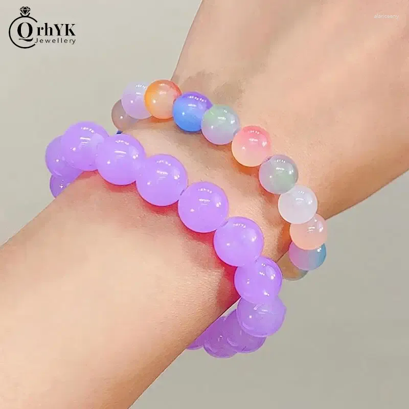 Link pulseiras branco jade bodhi cor gradual frisado imitação pedra pulseira para mulheres homens sorte contas de oração gradiente