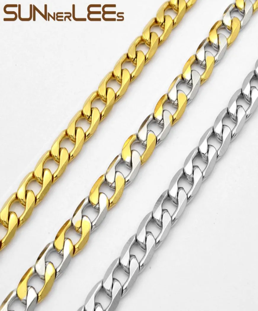 Collana di gioielli di moda in acciaio inossidabile 7mm catena a maglia cubana liscia per cordolo per regalo da uomo e donna SC27 N8266751