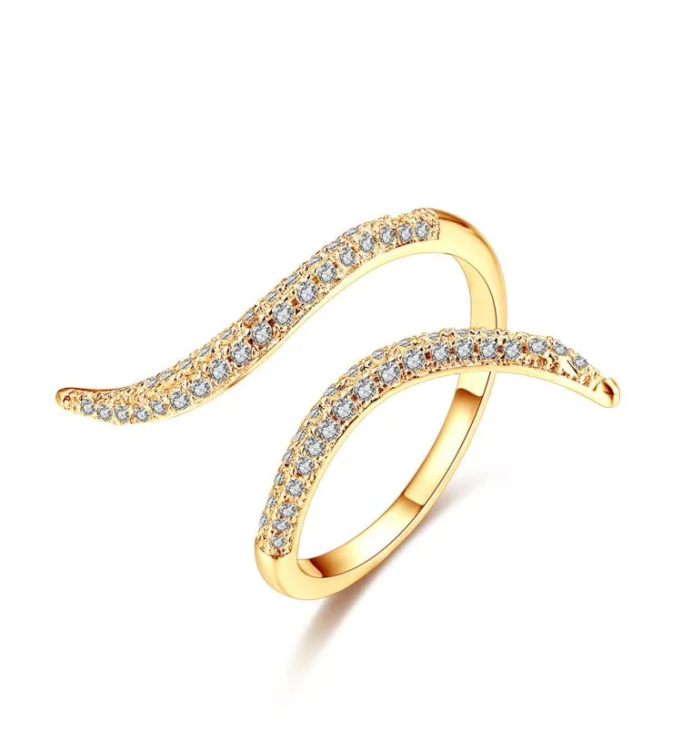 Autentico anello in argento sterling massiccio 925 con zirconi cubici Anello a forma di S Anello di alta qualità placcato oro 4 colori CZ Aperture per Wo7164468