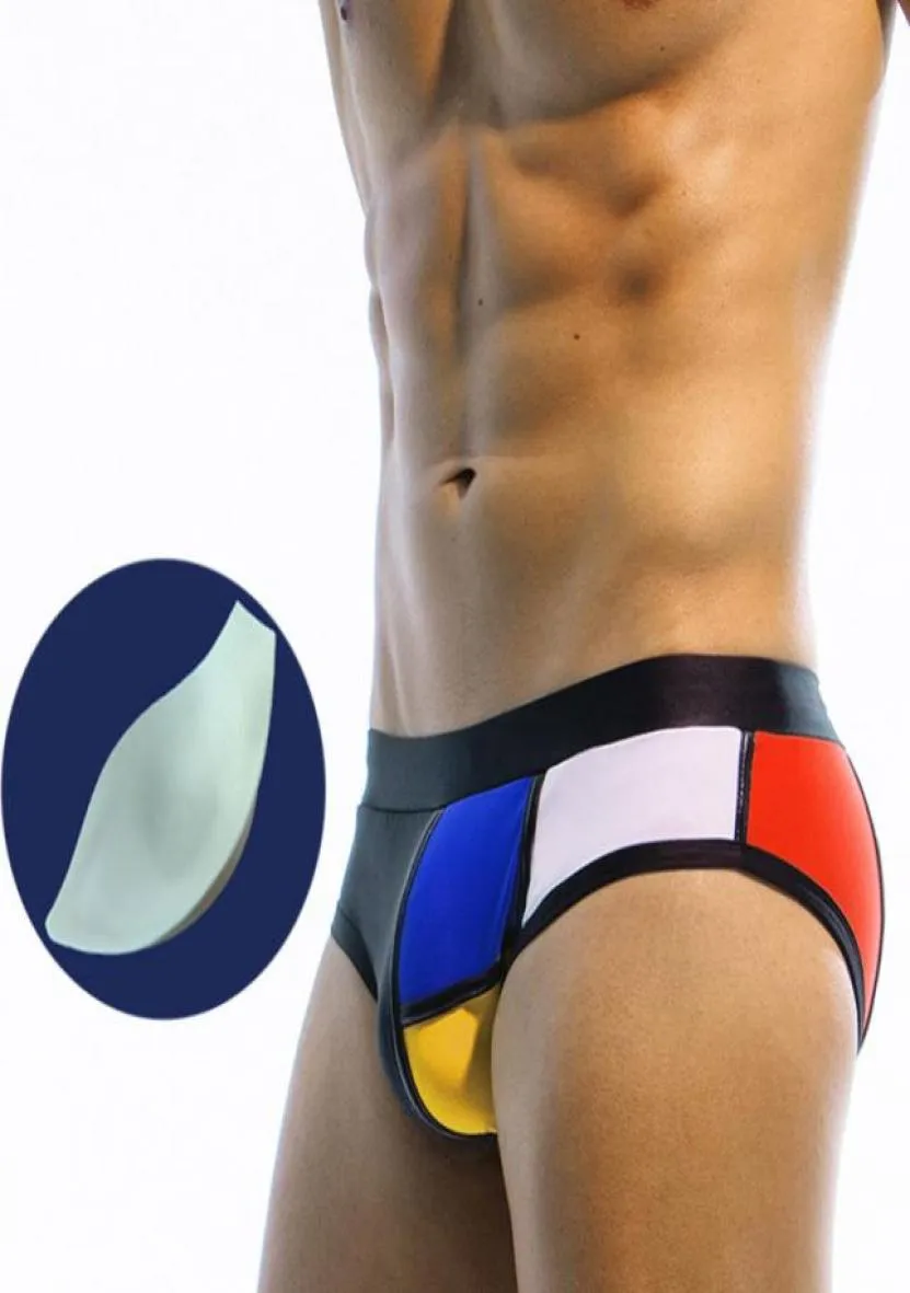 2020 Contrast Color Man Swimsuits Push Up Pouch Pad Sexy Men Swimwear Sunga Mens Swim Briefs Swimming Suit Surf Bath Suits Wear4528656