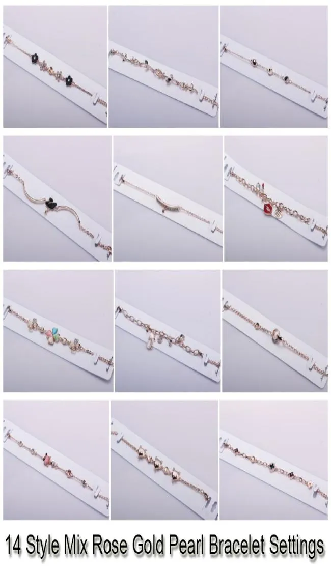 14 styles de paramètres de bracelet de perles en zircon or rose bracelets pour femme paramètres de montage bracelet vierge bijoux à bricoler soi-même bricolage cadeau 8621644