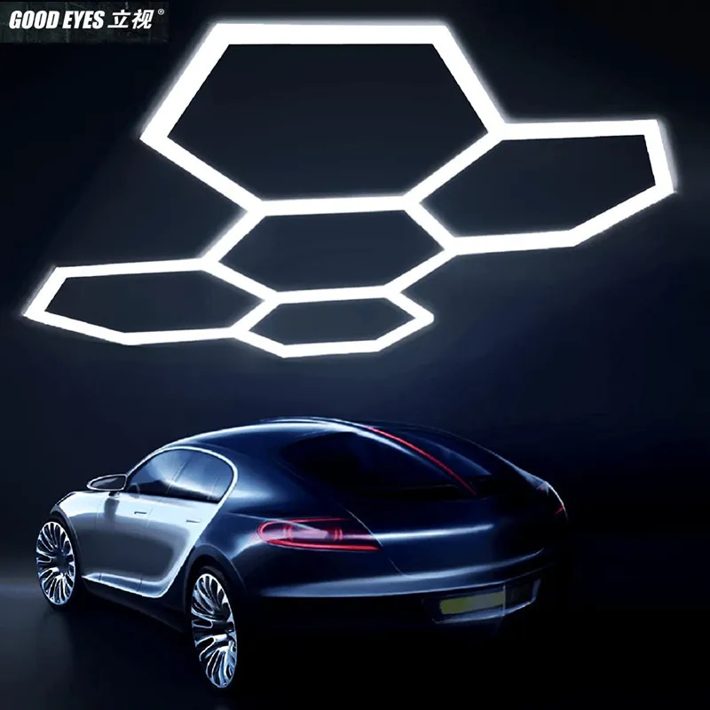 Lampe Led hexagonale personnalisée en forme de nid d'abeille, 2.1x3M, pour Garage, éclairage de plafond, Tube 110V-240V, pour atelier de réparation de carrosserie automobile