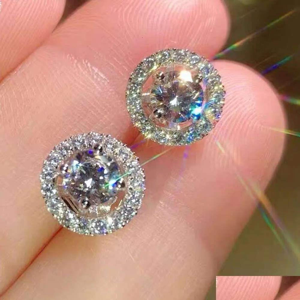 Stud Vecalon Nouvelle Arrivée Meilleurs Amis 18K Or Blanc Plaqué Boucles D'oreilles Gros Diamant Boucles D'oreilles Pour Femmes Zircon Brincos Drop Livraison Othfy