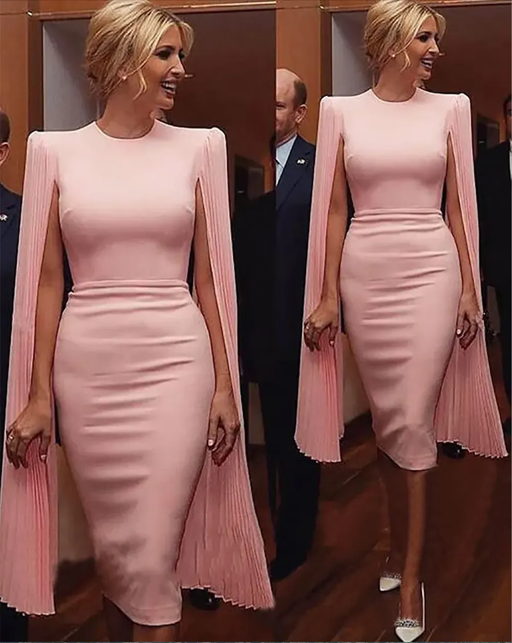 2024 robes de soirée gaine rose modeste bijou cou bal fête cocktail robes formelles avec manches longues en mousseline de soie douce robes de bal sur mesure