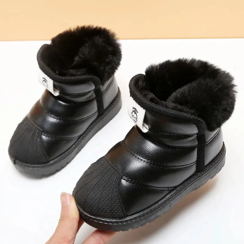 Inverno crianças botas de neve pelúcia quente engrossar meninas botas curtas antiderrapante estudante meninos sapatos de algodão tamanho 22-38 240219