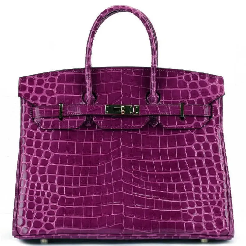 Allemand Français Haut de Gamme Personnalisé Dames Mode Crocodile Modèle Sac À Main En Cuir Véritable Grand Sac Peau De Crocodile 35cm Femmes Co302s