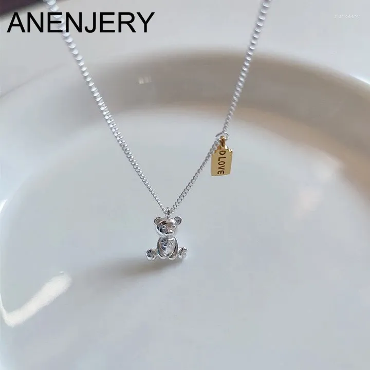 Цепочки Anenjery Little Bear Love Heart Letter ожерелье для женщин и мужчин, цепочка на ключицу, ювелирные изделия, оптовая продажа, подарок на день рождения