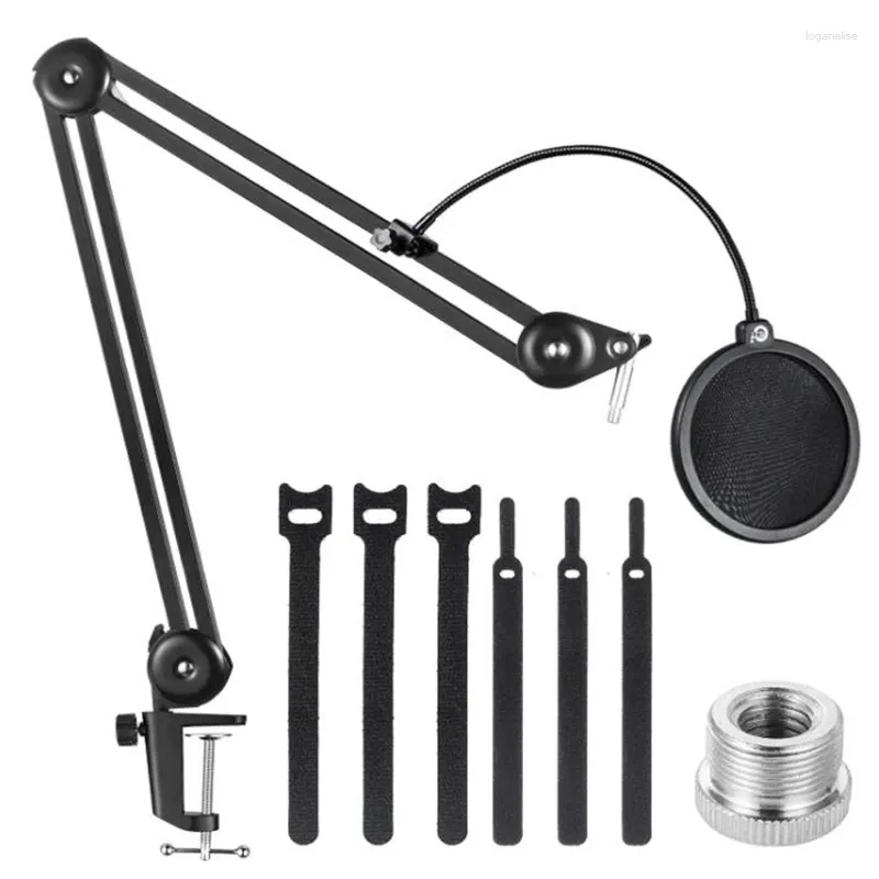 Microphones Microphone Stand Mic Bras Suspension Ciseaux Boom avec filet de prévention des éruptions et attaches de câble pour boule de neige, etc.