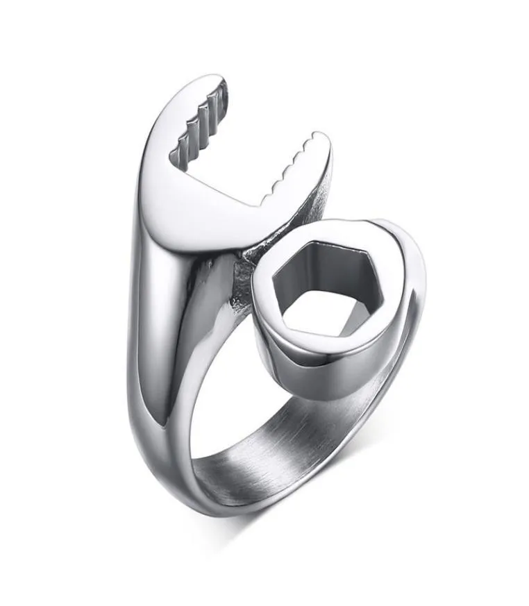 Anillo de motorista Punk con llave para hombre, anillo mecánico de acero inoxidable para fiesta masculina, joyería Anel Masculino3149934