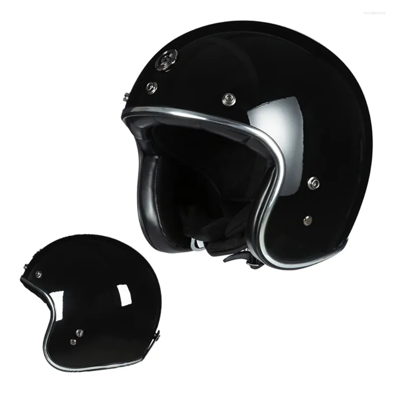 Casques de moto M-4XL Noir brillant Protection de la tête respirante Résistant à l'usure Anti-chute Fournitures de motocross Casque de motard ouvert