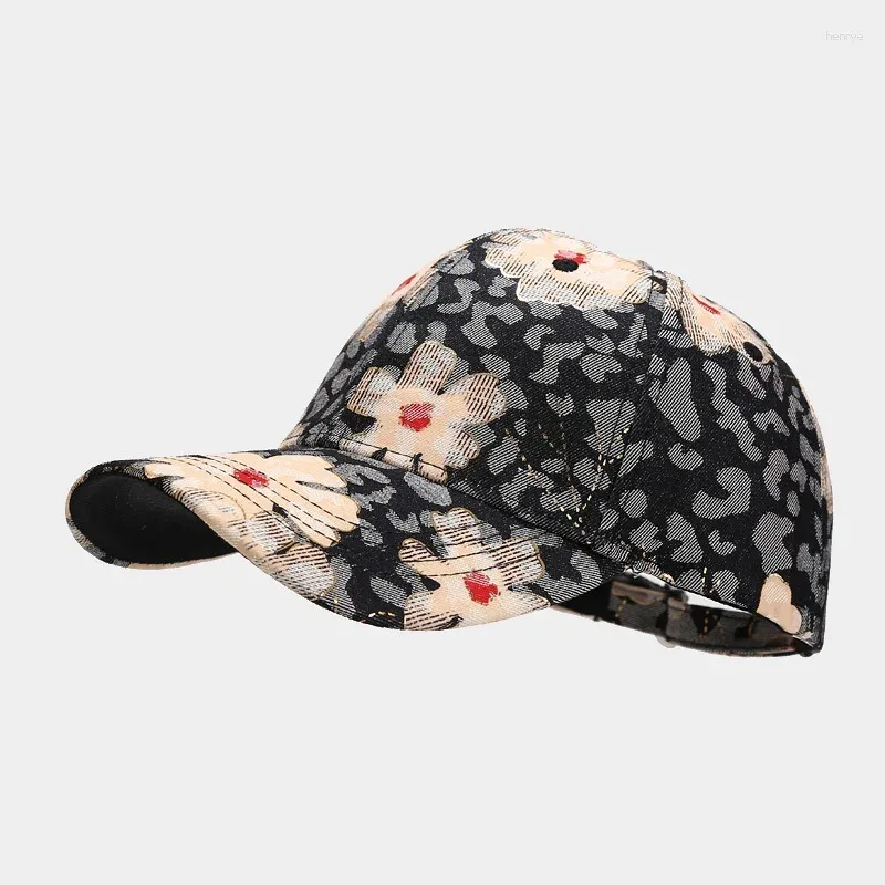 Ball Caps Flower Pattern Hats For Women Baseball Cap Fashionable Summer Hat Adjustable Trucker Outdoor Cotton Unisex