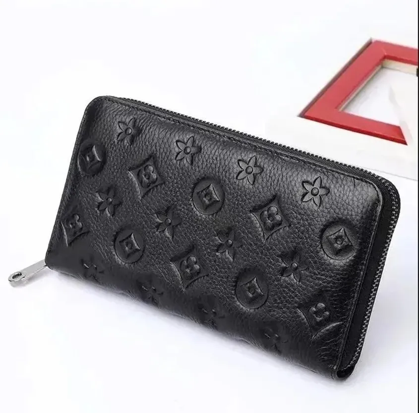 Cartera de diseñador M60017, Cartera de cuero para mujer con cremallera, tarjeteros largos, monederos para mujer, carteras de mano exóticas A007