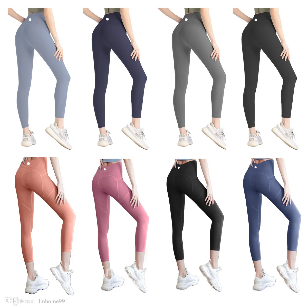 LL 2023 Yoga Lu allineare leggings Women Shorts Cropped Outfits Lady Sports Ladies Pantaloni Esercizio Fitness Wear Girls Running Leggings Gym Slim Fit Allinea