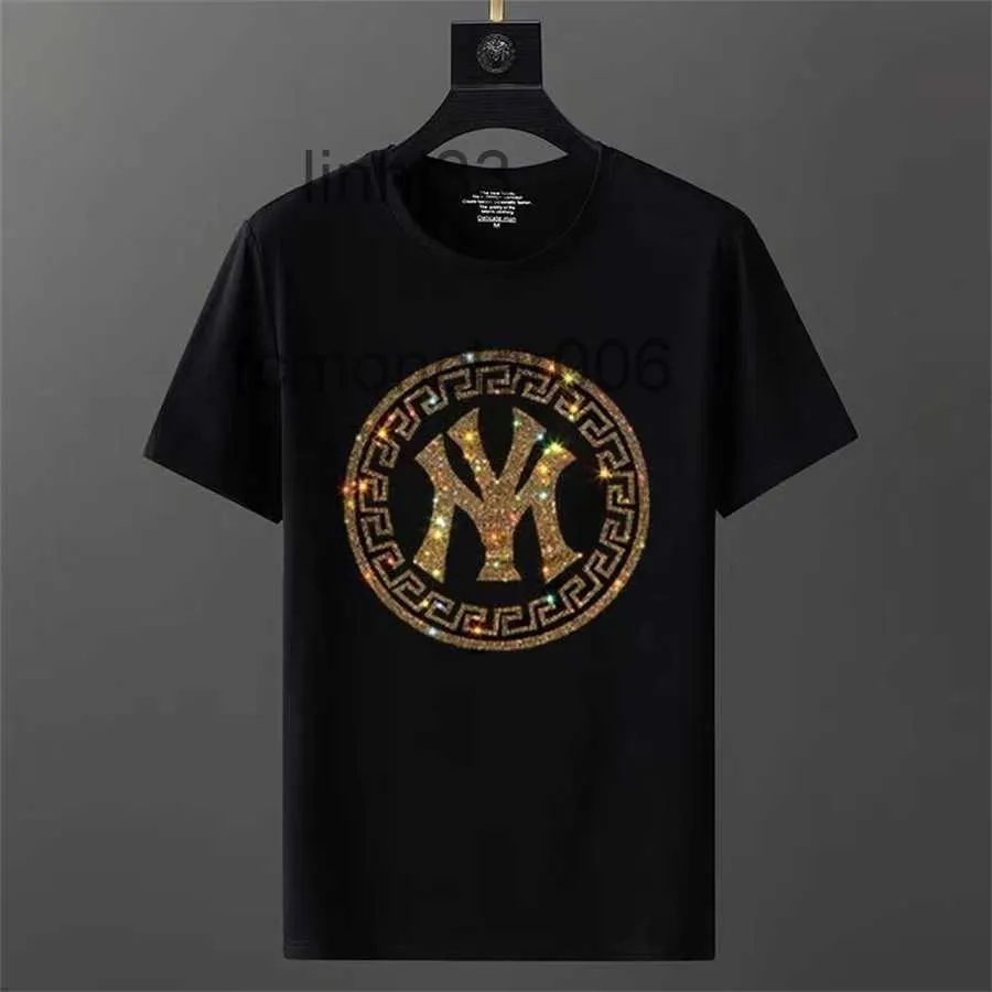 メンズTシャツ36％ヨーロッパステーショングッズメンズトレンディショートホットダイヤモンドハーフスリーブTシャツソーシャルスピリットボトムシャツ963GP2SBMN5OIIQ