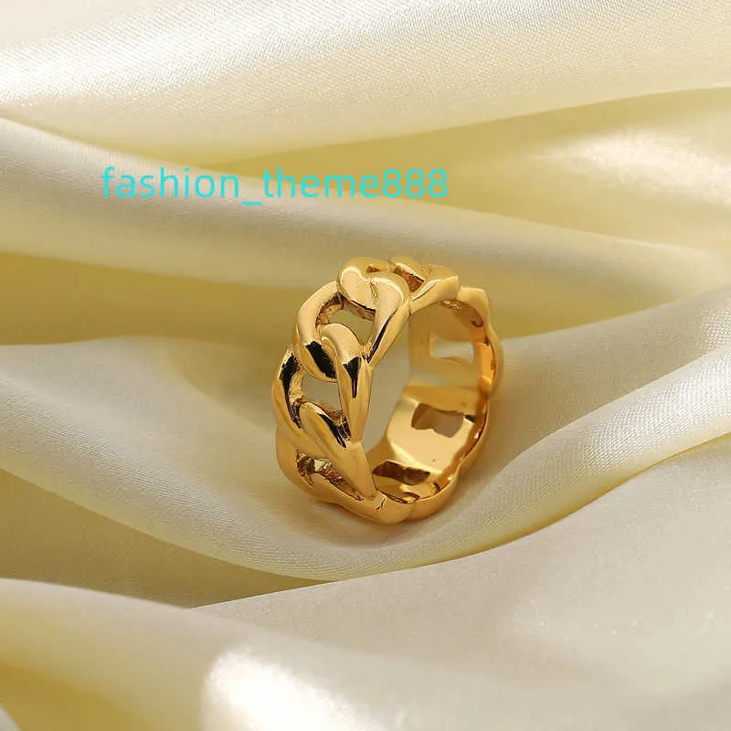 Nya produktidéer 2023 Tjock Miami Cuban Chain Ring Waterpoof Non Tarnish Jewelry 18K Guldpläterad rostfritt stål Chunky Ring