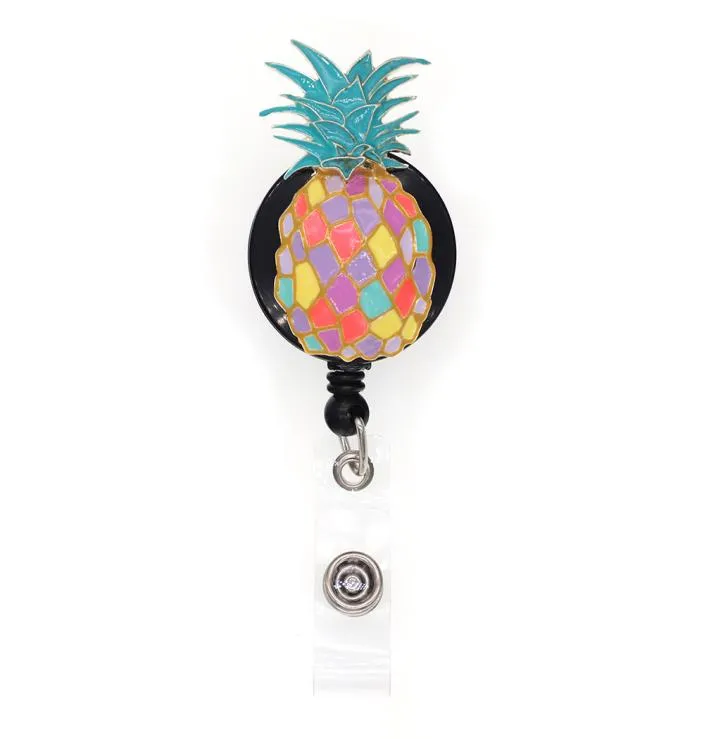 10 pzlotto smalto colorato frutta stile porta badge ananas retrattile infermiera ID badge reel4323033