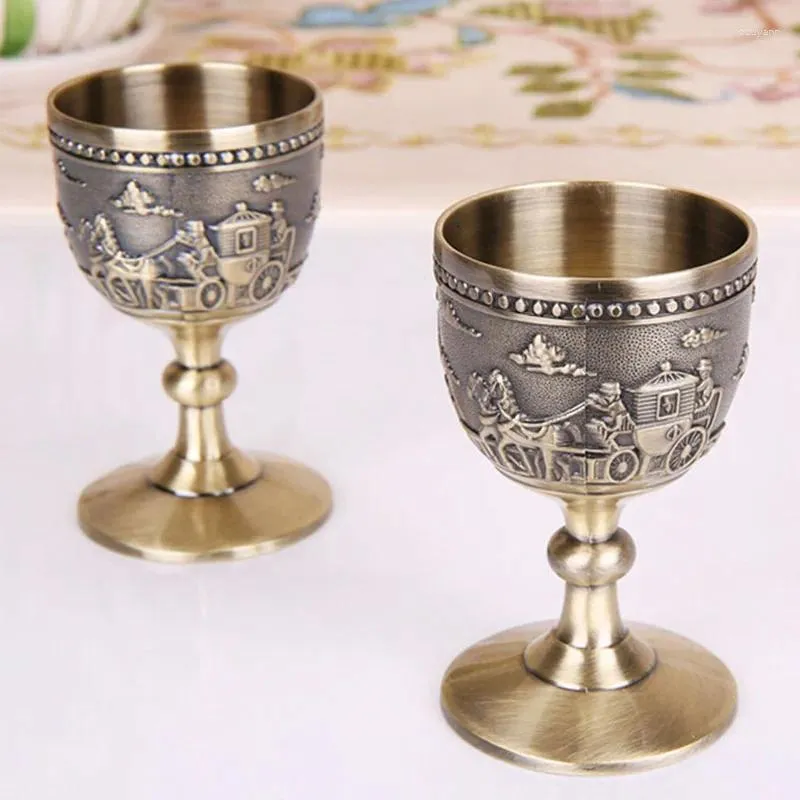 Wine Glasses Classical Metal Cup Handmade Small Goblet Household Copper Glass Carving Pattern Creative Drinkware High Quality